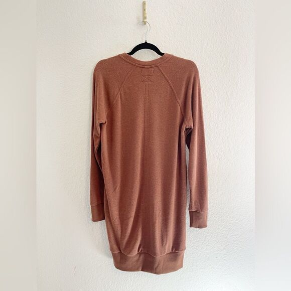 PrAna Cozy Up Terry Dress Raux Heather Lace-up V-Neck Lounge NWT. XS - Picture 3 of 10